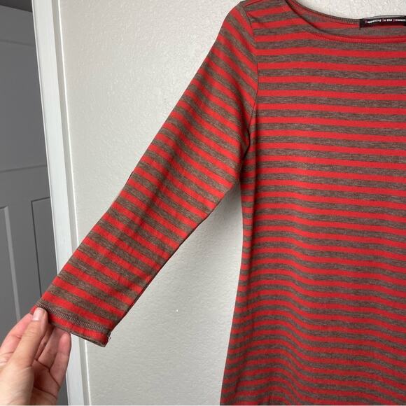 HIP Brown & Orange Striped Straight Neck Top Size M - Picture 4 of 6
